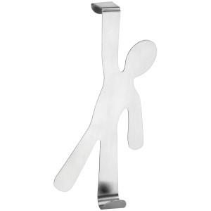 Wenko appendiabiti da porta Boy, acciaio inox opaco, forma di omino, da appendere alle porte.