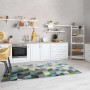 Tappeto moderno con motivo geometrico in cucina.