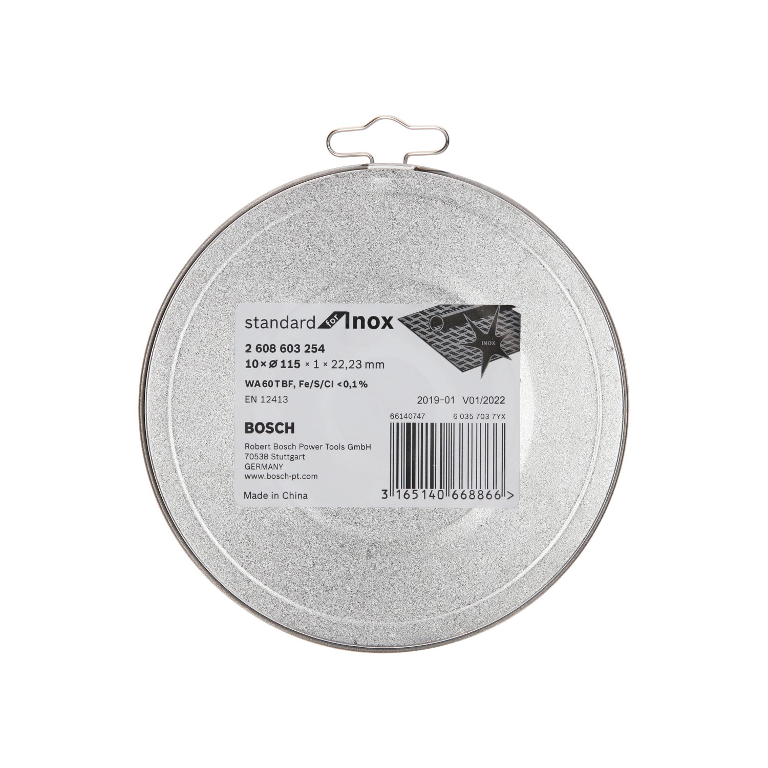 Set di dischi da taglio Bosch, 10 pezzi, Ø 115mm, per accessori smerigliatrice angolare in acciaio inox.