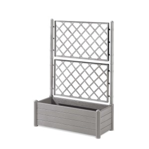 Fioriera da esterno con grigliato Stefanplast plastica Stone Grey 100x43x142 cm