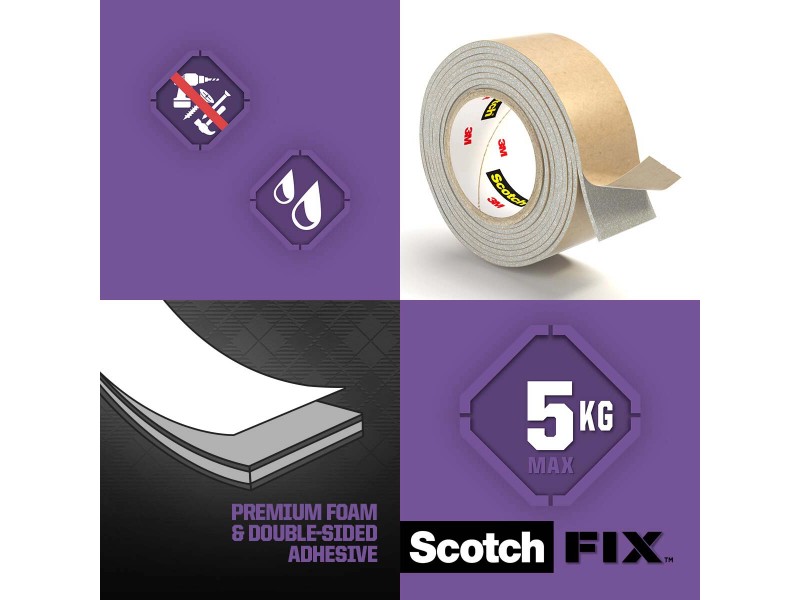 Nastro biadesivo per montaggio specchi Scotch-Fix 19 mm x 3 m