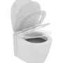 WC sospeso bianco t.b.t. con coperchio aperto o chiuso.