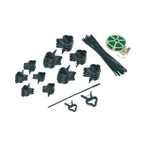Set di legatura per piante da giardino da 71 pezzi: supporti per piante perenni, filo di legatura, clip per piante in verde.