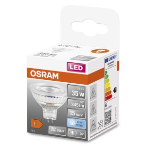 Lampadina LED OSRAM GU5.3, 3.8W, Cool White nella confezione.