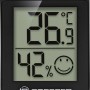 Termoigrometro BRESSER nero che mostra temperatura e umidità.