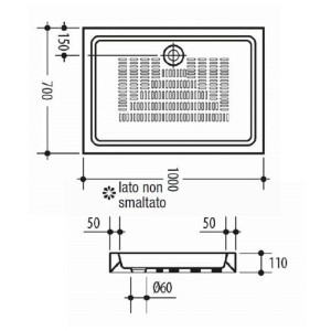 Piatto doccia rettangolare in ceramica Polo 100x70 cm bianco