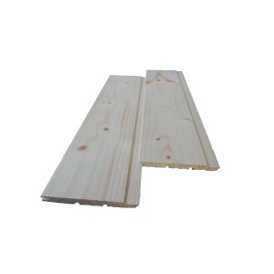 Perline in legno chiaro, pannelli maschio-femmina per rivestimenti di pareti e soffitti.