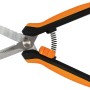 Forbici da giardino multiuso Fiskars SP320, arancio-nero, con tagliafili e lama seghettata.