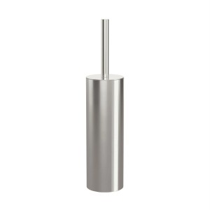 Set scopino WC t.b.t. in acciaio inox, forma cilindrica.