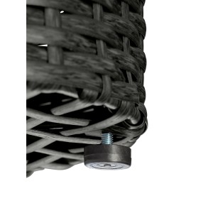 Dettaglio: Vaso di fiori antracite (Ø 17 cm) effetto rattan con piedino regolabile.