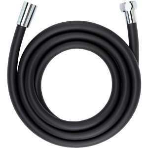 Tubo doccia Wenko, 175 cm, nero opaco, con raccordi in ottone cromato.