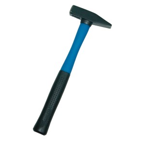 Mazzuola da fabbro LUX Classic, 300g, con manico in fibra di vetro blu e impugnatura in gomma nera.