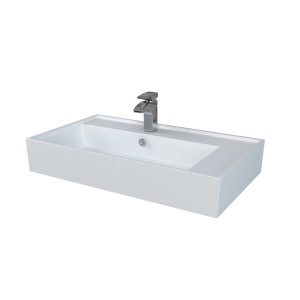 Lavabo singolo t.b.t. bianco con rubinetto. Design moderno per il bagno.