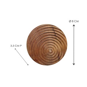 Pomello in legno per guardaroba, rotondo, marrone, diametro 8 cm.