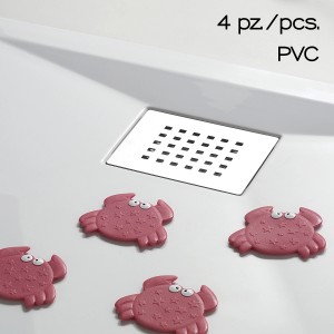 Set di 4 adesivi antiscivolo per doccia, design a granchio, PVC, per una maggiore sicurezza nella doccia.