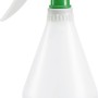 Flacone spray trasparente da 500 ml con spruzzino verde, ideale per la cura delle piante e la pulizia.