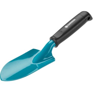 Paletta da fiori Gardena Classic con lama blu e manico nero per giardinaggio.