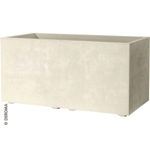 Vaso per piante rettangolare beige per giardino o terrazza.