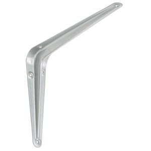 Mensola angolare argentata per montaggio a parete.