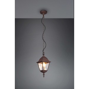 Lampada a sospensione rustica a forma di lanterna per interni.