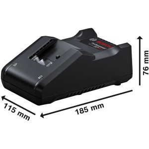 Caricabatterie Bosch Professional GAL 18V-40, parte del set di avviamento batteria per batterie da 18V.