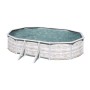 Piscina ovale Gre Pool Finlandia con look nordico, 500x300x120 cm, bianco nordico. Piscina fuori terra con decoro legno.
