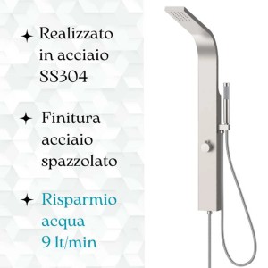 t.b.t. Colonna doccia in acciaio inox con soffione e doccetta per la doccia.