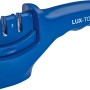 Affilacoltelli e lucidatore LUX blu con tre livelli di affilatura per coltelli da cucina.