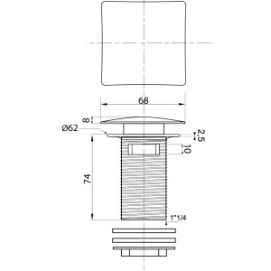 Disegno tecnico sifone doccia con dimensioni.