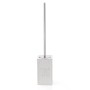 Set scopino WC bianco con scritta "Salle de Bain" e manico argentato.
