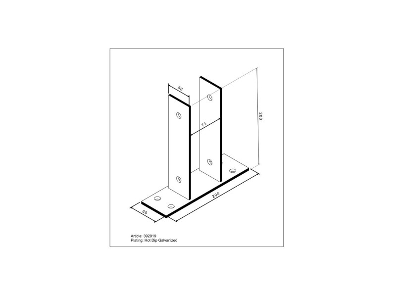 Supporto palo legno ad U da 7 cm. Staffa ad u per palo