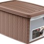 Contenitore/cesto marrone t.b.t. con coperchio in design rattan per stoccaggio.