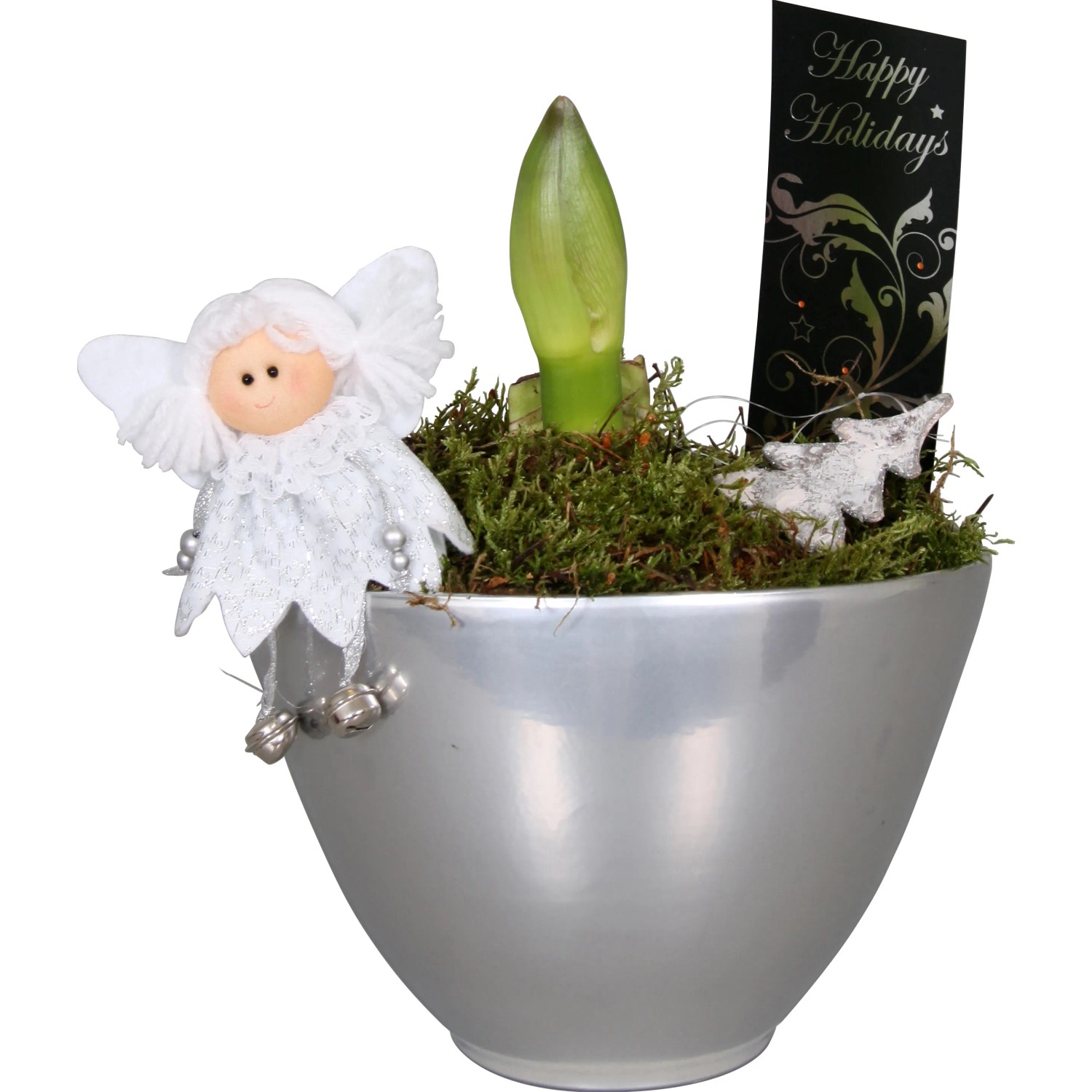 Composizione di fiori artificiali con Ortensie e Calle in vaso ceramica