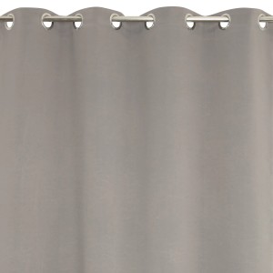 Tenda in tessuto grigio t.b.t. con occhielli per bastoni per tende.
