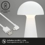 Lampada da tavolo a batteria bianca Brilo Fungo con cavo USB-C. Lampada da esterno a forma di fungo.