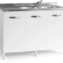 Mobile base da cucina bianco con lavello e rubinetto. Basi cucina.