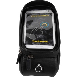 Borsa da bici t.b.t. nera con scomparto trasparente per touchscreen smartphone.
