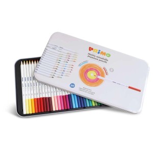 Pastelli colorati Primo, 36 pezzi in custodia di metallo. Ideali per dipingere e disegnare.