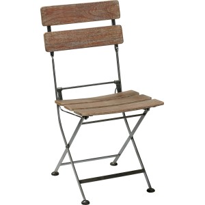 Sedia pieghevole in legno e acciaio, parte del set da giardino Wilmington da 5 pezzi.