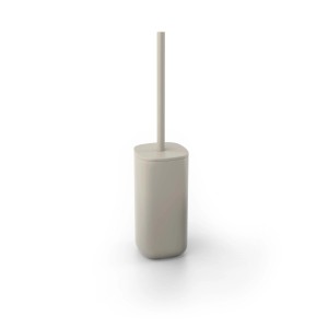 Set WC beige con spazzola e contenitore per bagno e toilette ospiti.