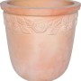 Vaso rotondo in terracotta (Ø 19cm) con decoro a rose per giardino e balcone.