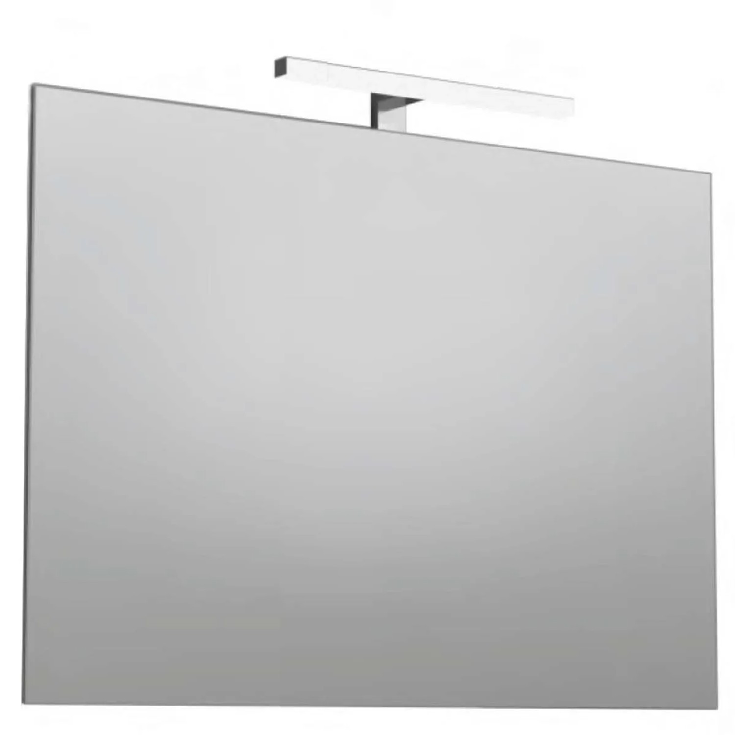 Specchio da parete rettangolare con luce LED orizzontale integrata.