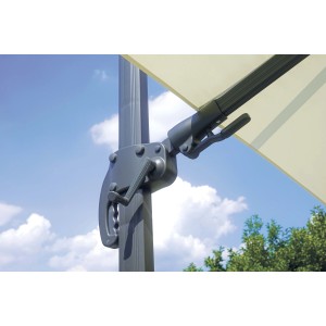 Dettaglio del meccanismo a manovella di un ombrellone a braccio t.b.t.