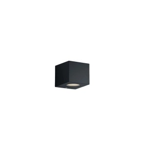 Applique LED t.b.t. nera a forma di cubo per montaggio a parete.