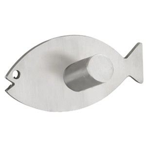 Gancio adesivo t.b.t. a forma di pesce, ideale per bagno e cucina.