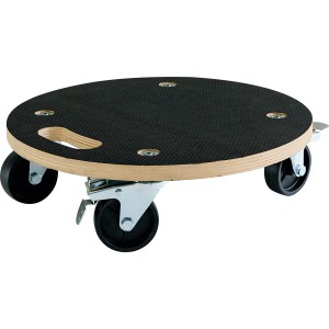 Tavola di trasporto rotonda TRR-200 con rivestimento antiscivolo e 4 ruote, portata 200 kg.