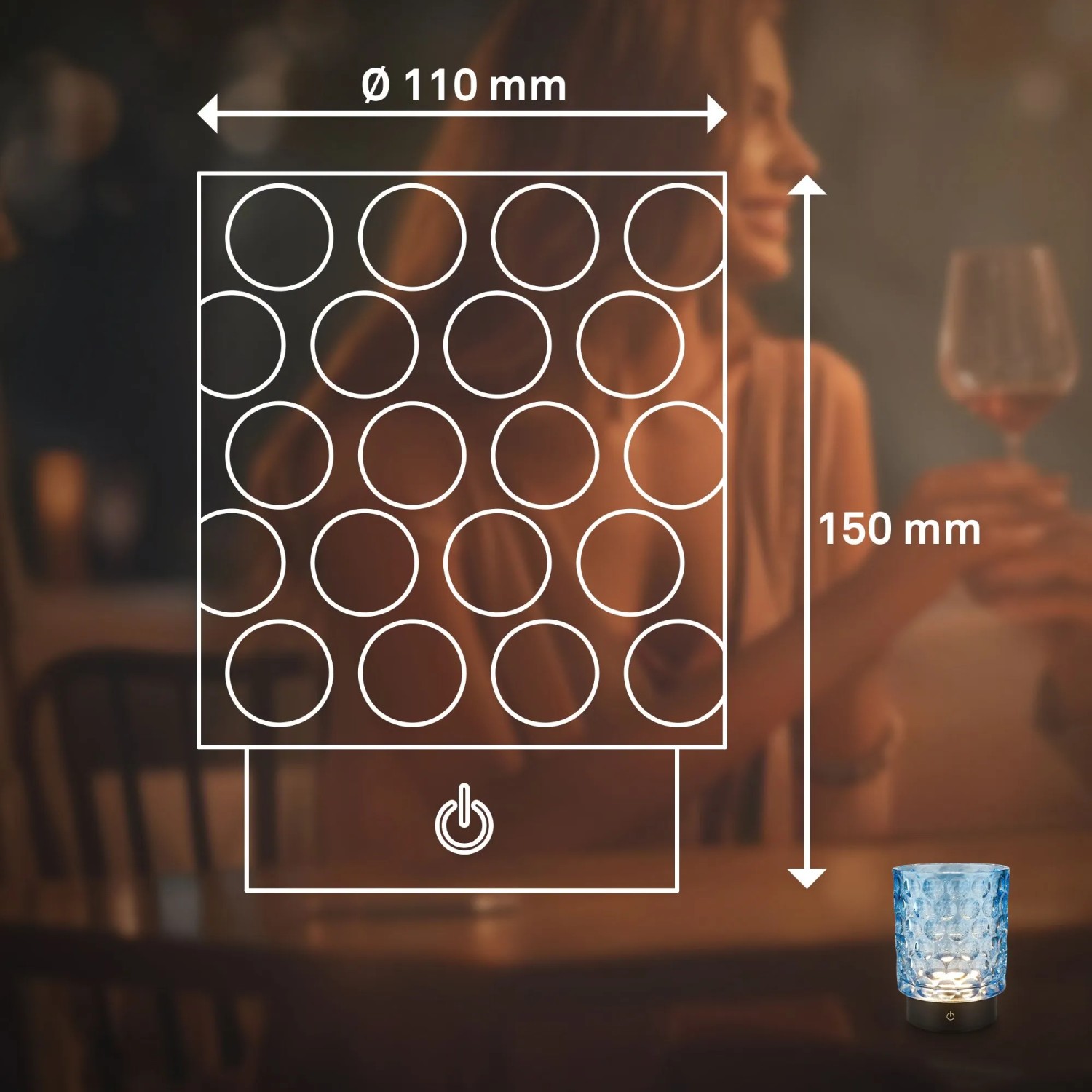 Lampada da tavolo LED Sunora 150 lm bianco caldo H 15 cm blu_11