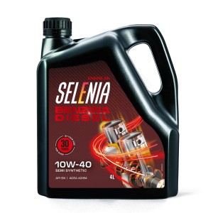 Tanica olio motore Selenia 10W-40 per motori benzina e diesel.