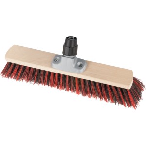 Testa di scopa LUX Besenkopf Südharzer 60 cm con barra in legno e setole rosse per la pulizia.