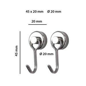 Ganci magnetici tavolo ferro set 2 pezzi Ø 20 mm h 45 mm